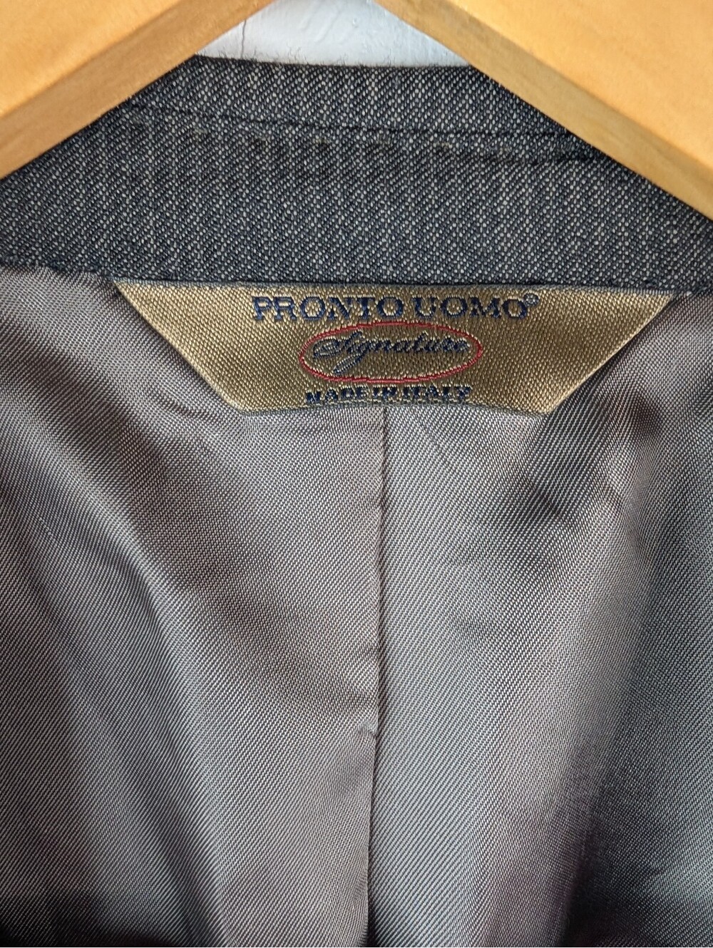 Pronto Uomo Platinum Regular Gray Wool Made in Italy Men's Suit Jacket 38 - Picture 3 of 7